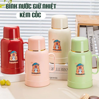 Phích Nước Giữ Nhiệt 1L Bàn Mini - Bình Quai Xách, Pha Trà Café Tiện Lợi, Giá 172k