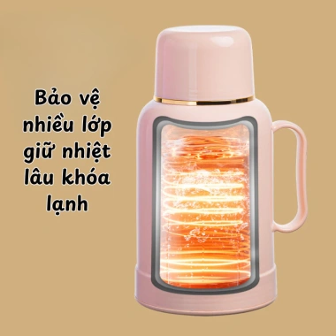 Phích Nước Giữ Nhiệt 1L Bàn Mini - Bình Quai Xách, Pha Trà Café Tiện Lợi, Giá 172k