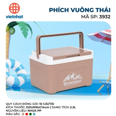 Phích vuông mini 2.3L 3.932 - Đá Việt Nhật, giữ nhiệt 8h, bảo quản thực phẩm, vacxin, thuốc - Giá chỉ 67.130₫