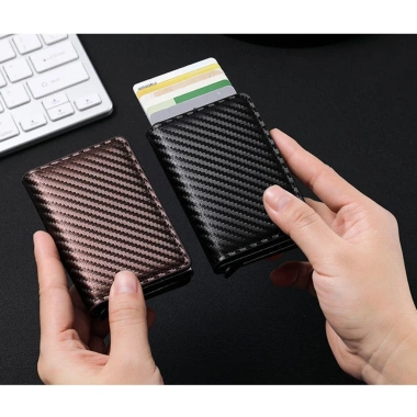 Phideon Sợi Carbon Chống Trộm Trượt Tự Động Bật Lên Nam Đựng Thẻ Ví Da Nhiều Khe Giá 64.800 VND 5