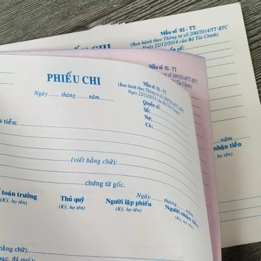 Phiếu thu chi 2 liên 100 tờ 50 bộ mẫu 01-02 TT thông tư 200 - Giá 15.000 VND