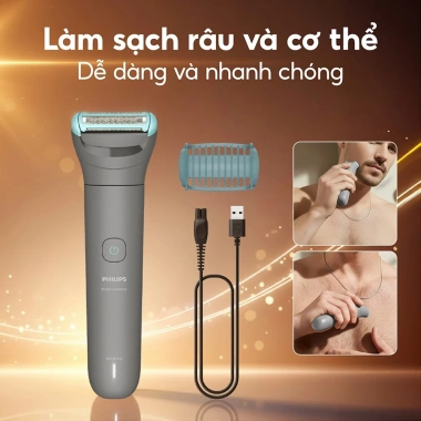 Philips Body Groomer 3.000 BG3.470/15 - Máy làm sạch lông nam, giá chỉ 1.369.000₫