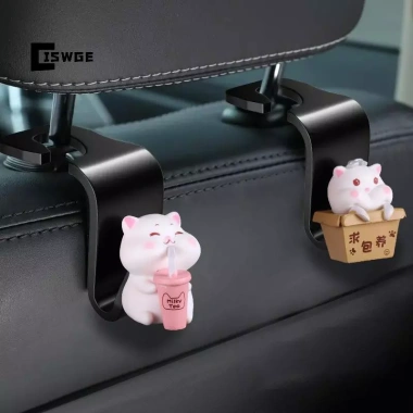Phim hoạt hình Pig Du móc ghế sau 3 móc tựa đầu, giá đỡ, lưu trữ nội thất ô tô Phim hoạt hình Pig Du móc ghế sau 3 móc tựa đầu, giá đỡ, lưu trữ nội thất ô tô