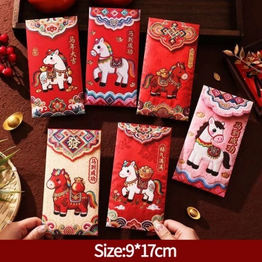 Phong bì 5D thêu Năm Ngựa màu đỏ - Gói lễ hội xuân, quà tặng trẻ em 49,500₫