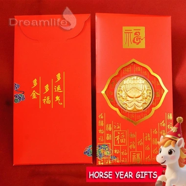 Phong Bì Đỏ Ngựa Năm 2.026 Đồng Xu May Mắn, Lá Vàng, Túi Tiền - Giá 8.800₫