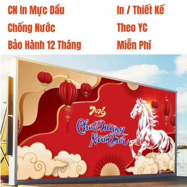 Phông nền chụp ảnh chúc mừng Năm Mới cỡ lớn - In bạt ngoài trời chống nước, đa size, giá ưu đãi 160.000₫