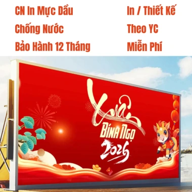 Phông nền chụp ảnh chúc mừng Năm Mới cỡ lớn - In bạt ngoài trời chống nước, đa size, giá ưu đãi 160.000₫