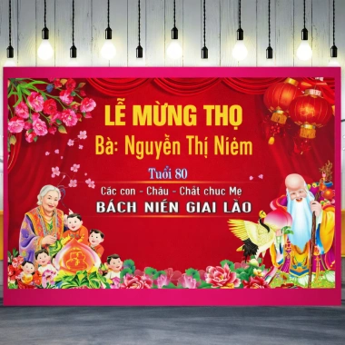 Phông nền chụp ảnh lễ mừng thọ cỡ lớn Bạt Hiflex đa kích thước, giá chỉ 200.000₫