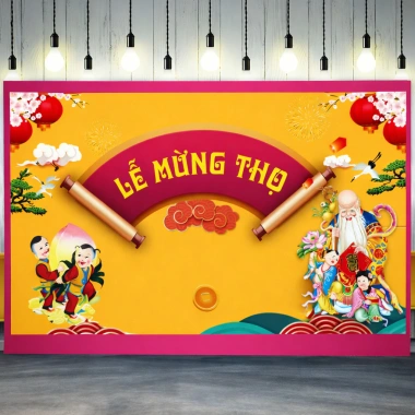 Phông nền chụp ảnh lễ mừng thọ cỡ lớn Bạt Hiflex đa kích thước, giá chỉ 200.000₫
