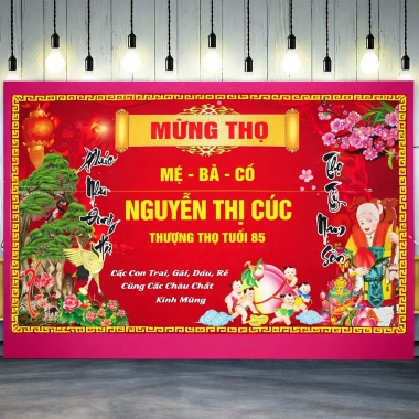 Phông nền chụp ảnh lễ mừng thọ cỡ lớn Bạt Hiflex đa kích thước, giá chỉ 200.000₫