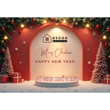 Phông nền chụp ảnh Noel cỡ lớn in bạt ngoài trời - Decor Merry Christmas đa kích thước, giá chỉ 70.000đ