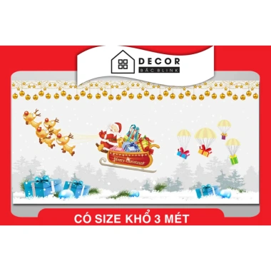 Phông nền chụp ảnh Noel cỡ lớn in bạt ngoài trời - Decor Merry Christmas đa kích thước, giá chỉ 70.000đ