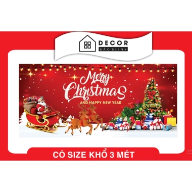Phông nền chụp ảnh Noel cỡ lớn in bạt ngoài trời - Decor Merry Christmas đa kích thước, giá chỉ 70.000đ