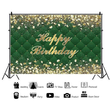Phông nền sinh nhật 5x3ft Vàng Kim Cương – Biểu ngữ chụp ảnh 30‑80 tuổi, tiệc