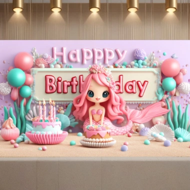 Phông nền sinh nhật cầu vồng, biểu ngữ chúc mừng, bóng bay, đám mây, confetti và trang trí chụp ảnh trẻ em 4