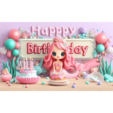 Phông nền sinh nhật cầu vồng, biểu ngữ chúc mừng, bóng bay, đám mây, confetti và trang trí chụp ảnh trẻ em 7
