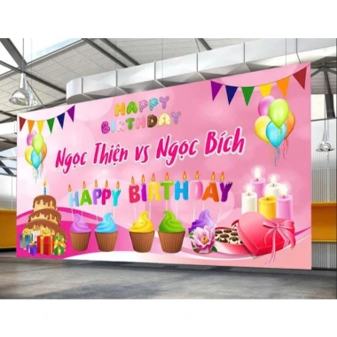 Phông nền sinh nhật lớn, bạt ngoài trời chống nước, kích thước đa dạng, 80.000₫ 8