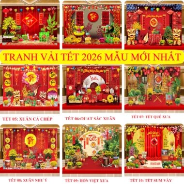 Phông nền Tết 2.026 - Tranh decor chúc mừng năm mới, decor nhà cửa TET01 K.I.M1 159k
