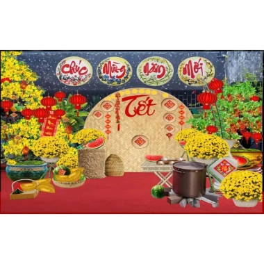 Phông nền Tết - Backdrop trang trí lễ hội, chụp ảnh, check‑in, giảm giá 160k 3