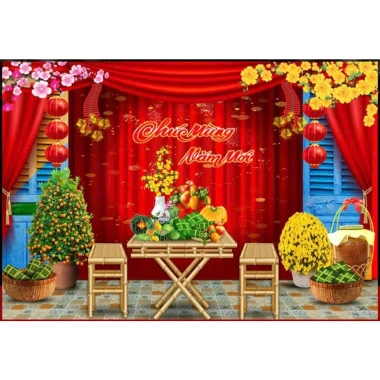 Phông nền Tết - Backdrop trang trí lễ hội, chụp ảnh, check‑in, giảm giá 160k 5