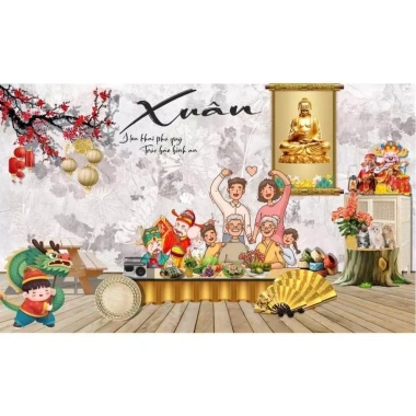 Phông nền Tết size 3m - Chụp ảnh mừng xuân 2.026, giá chỉ 149k 2