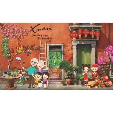 Phông nền Tết size 3m - Chụp ảnh mừng xuân 2.026, giá chỉ 149k 5