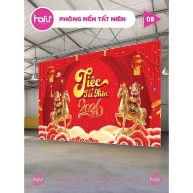 Phông Nền Tiệc Tết Hỏa Tốc - Mẫu Sẵn, In Theo Yêu Cầu, Giá Ưu Đãi 133k 4