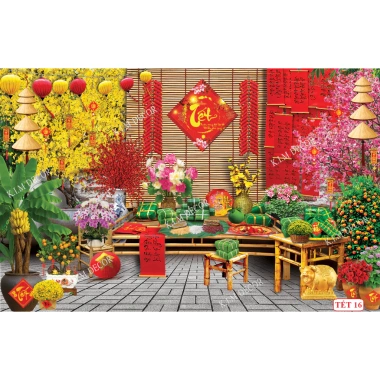 Phông nền tranh vải Cavar 4m - Backdrop chụp ảnh Tết TET07 BEEKIDS, giảm 149k