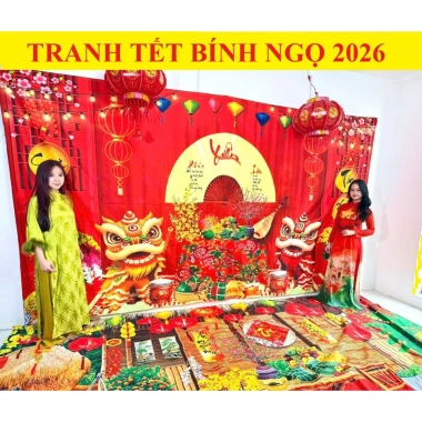 Phông nền tranh vải Tết 2.026 Bính Ngọ 4m - Decor ảnh gia đình, giá ưu đãi 169.000 VND PROMAN 9