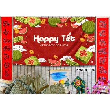 Phông nền tranh vải treo tường backdrop Tết Nguyên Đán, tặng đinh móc keo dán, chỉ 82.000₫