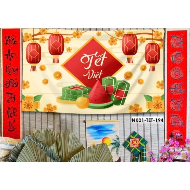 Phông nền tranh vải treo tường backdrop Tết Nguyên Đán, tặng đinh móc keo dán, chỉ 82.000₫