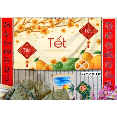 Phông nền tranh vải treo tường backdrop Tết Nguyên Đán, tặng đinh móc keo dán, chỉ 82.000₫