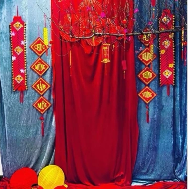 Phông nền vải nhung tuyết đỏ - Trang trí bàn tiệc Noel, Tết, chụp ảnh đẹp