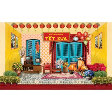 Phông nền vải treo tường Backdrop Tết Nguyên Đán - Tặng đinh móc keo dán 82.000 VND