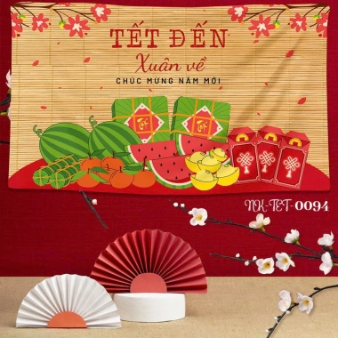 Phông nền vải treo tường Tết Nguyên Đán, tặng đinh móc + keo dán, chỉ 82.000₫