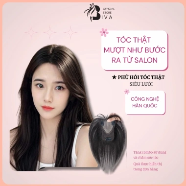 Phủ hói tóc thật Biva 9x12cm Siêu Lưới - Tóc giả che hói, giảm giá 999.000đ