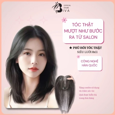 Phủ hói tóc thật siêu mỏng lưới 8x11cm Biva Store - Che bạc tự nhiên, 995.000đ