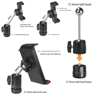 Phụ kiện đa chức năng 360 độ xoay: Đầu bóng kim loại 17,4mm cho điện thoại và máy tính bảng - Giá 80.743đ 2