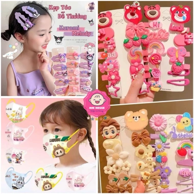 Phụ kiện gấu dâu cho bé gái: lồng đèn, cánh tiên, cột tóc, kẹp tóc, bờm, băng đô, khẩu trang, cào tóc - giảm còn 34.500đ