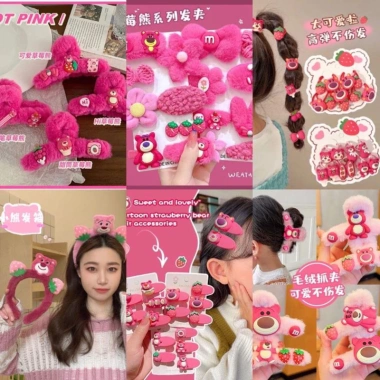 Phụ kiện gấu dâu cho bé gái: lồng đèn, cánh tiên, cột tóc, kẹp tóc, bờm, băng đô, khẩu trang, cào tóc - giảm còn 34.500đ