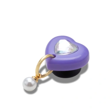 Phụ kiện Jibbitz Charm Purple Heart With Pearl - Giá giảm 225.000₫, thiết kế tim tím sang trọng 3