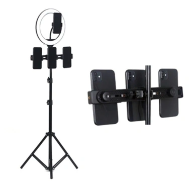 Phụ kiện livestream thanh ngang kẹp 3 máy điện thoại, chân gậy, giá 59.950 VND