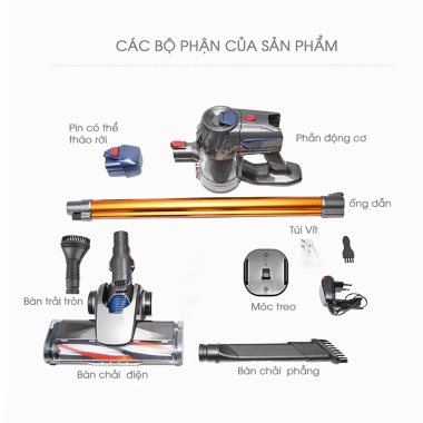 Phụ kiện máy hút bụi không dây cao cấp - Giảm còn 200.000 VND, pin lâu, hiệu suất mạnh