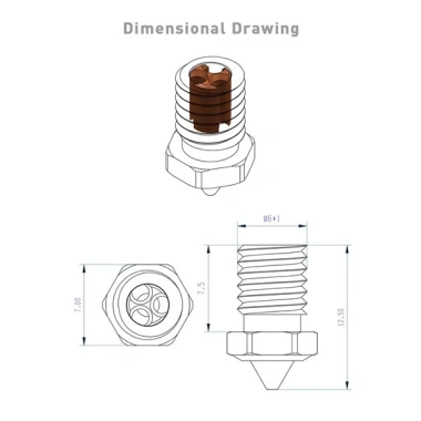 Phụ kiện máy in 3D thép cứng E3D V6 - Xịt ba lỗ UWC 2 màu đen, bền bỉ, giá tốt 5