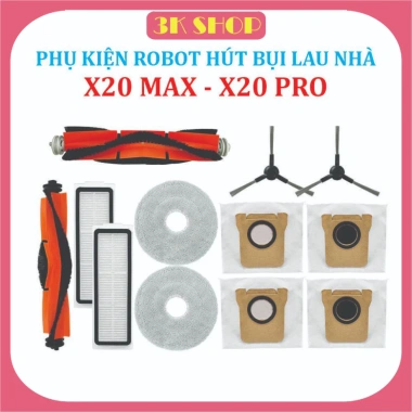 Phụ kiện Robot hút bụi Mi Vacuum X20 Max/X20 Pro – Lọc HEPA, Khăn lau, Chổi giữa & cạnh, Túi rác – Giá chỉ 49.000đ