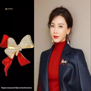 Phụ kiện thời trang kim cương giả đỏ nơ thổ cẩm Quà tặng sang trọng giá 56.870 VND 2