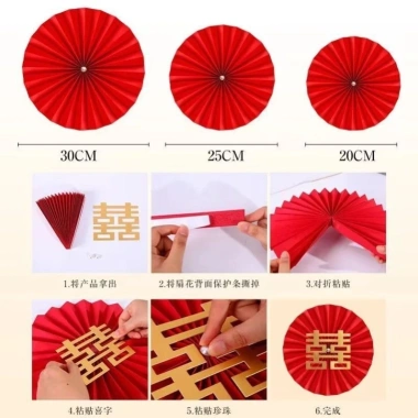 Phụ Kiện Trang Trí Tết 2.026 Quạt Giấy Đỏ Nhiều Size Giá Ưu Đãi 15.000đ