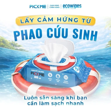 PickMe Thùng 10 gói Khăn ướt EcoWipes 80 tờ không mùi - Siêu tiết kiệm, chỉ 109k 3