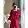 Pijama Cổ Sen Đính Nơ Lụa Ngắn - Lụa Dập Vân Gấm Sang Xịn, Giá Chỉ 199k 6