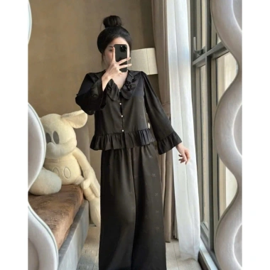 Pijama Cổ Sen Đính Nơ Lụa Ngắn - Lụa Dập Vân Gấm Sang Xịn, Giá Chỉ 199k 7